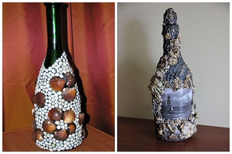 Décor de bouteille de bricolage - décor de coquillage