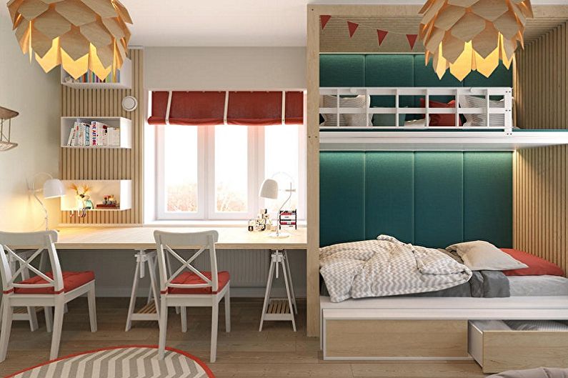 Interior design of a children's room for two boys - photo
