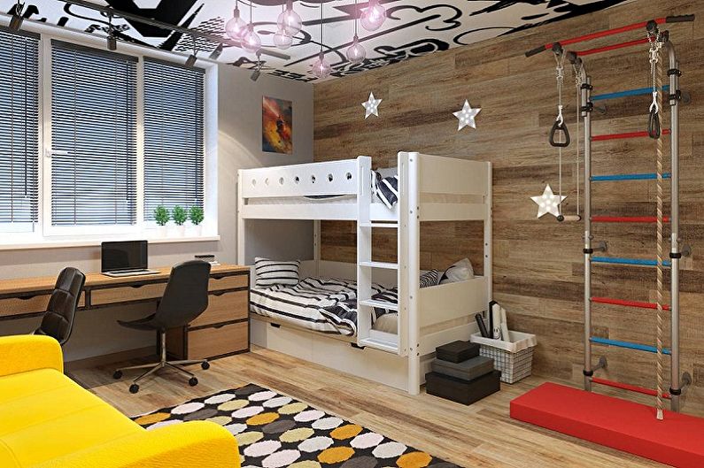 Interior design of a children's room for two boys - photo