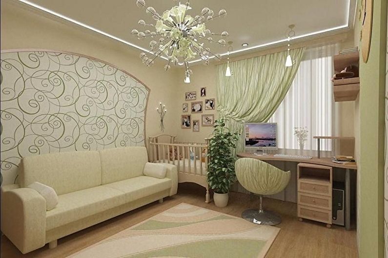 Design a bedroom and a nursery in one room - Wall decoration