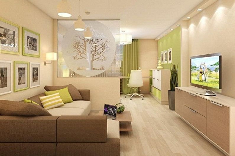 Design of a bedroom and a nursery in one room - Lighting and decor