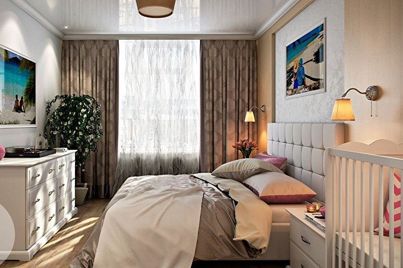 Design of a bedroom and a nursery in one room - Lighting and decor