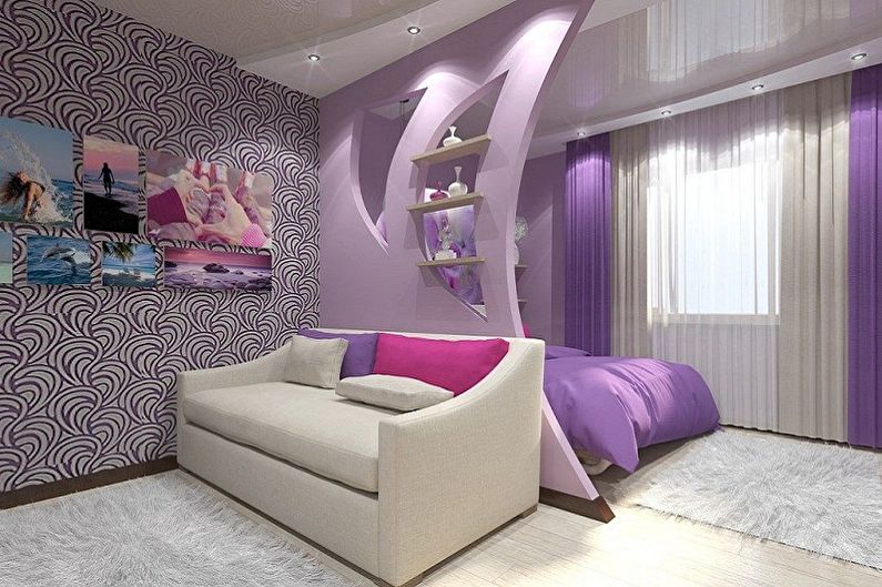 Interior design of a bedroom and a nursery in one room - photo