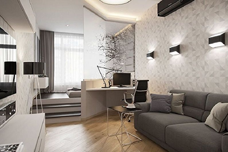 Interior design of a bedroom and a nursery in one room - photo
