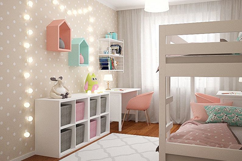 Design of a children's room for two girls - Choosing an interior style