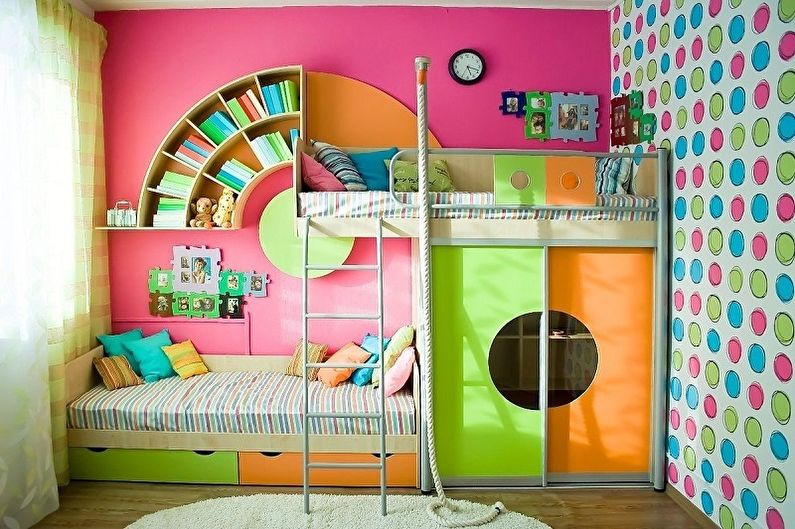 Interior design of a children's room for two girls - photo