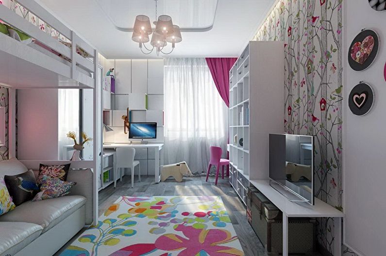 Interior design of a children's room for two girls - photo