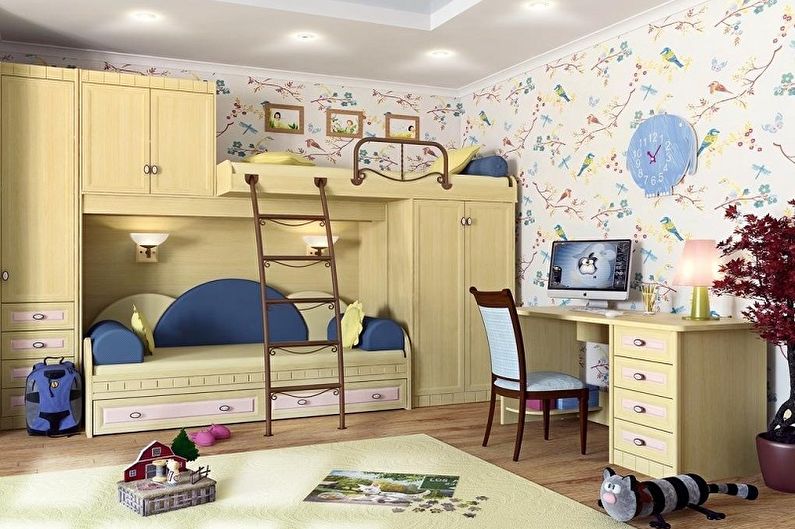 Interior design of a children's room for two girls - photo