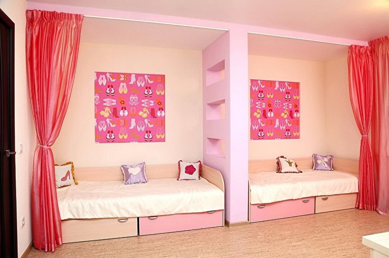 Interior design of a children's room for two girls - photo