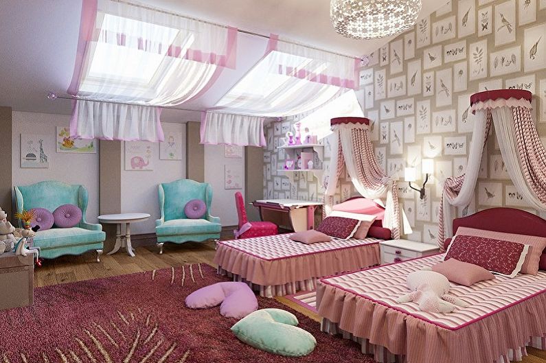 Interior design of a children's room for two girls - photo