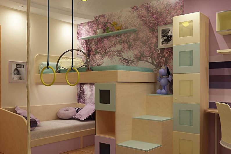 Interior design of a children's room for two girls - photo