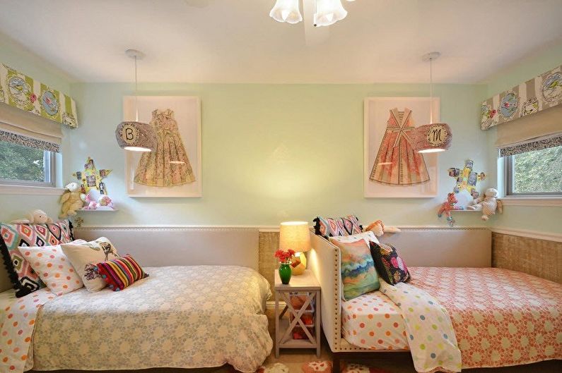 Interior design of a children's room for two girls - photo