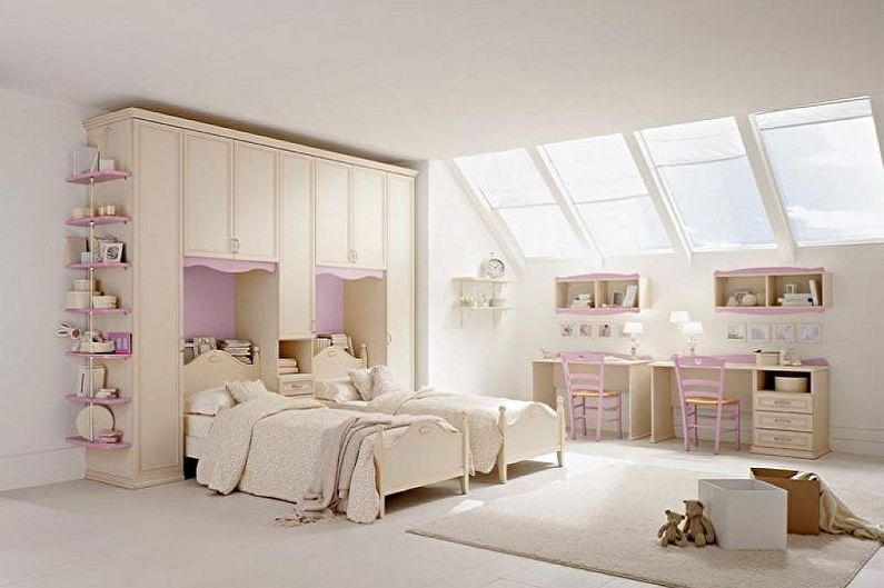Interior design of a children's room for two girls - photo