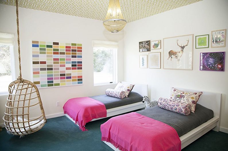 Interior design of a children's room for two girls - photo