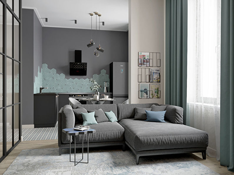 The interior of the studio apartment is 37 sq.m.