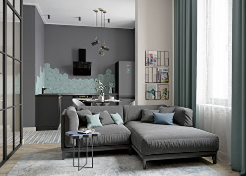 The interior of the studio apartment is 37 sq.m.