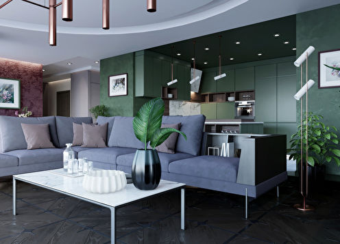The interior of the apartment Peony and Blush Suede