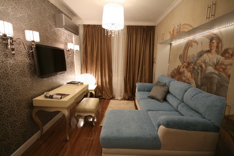 Design a small living room in a classic style