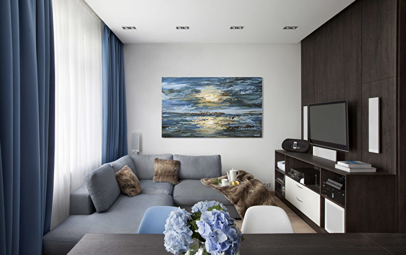 Design of a small living room in the style of minimalism