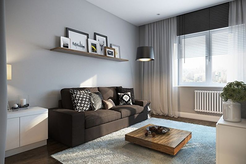 Small living room in gray tones - interior design