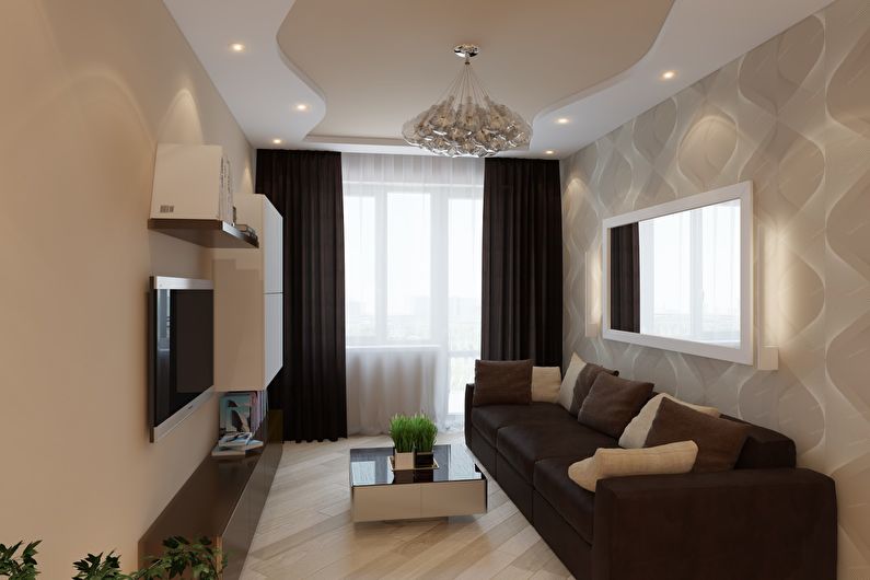 A small living room in brown tones - interior design