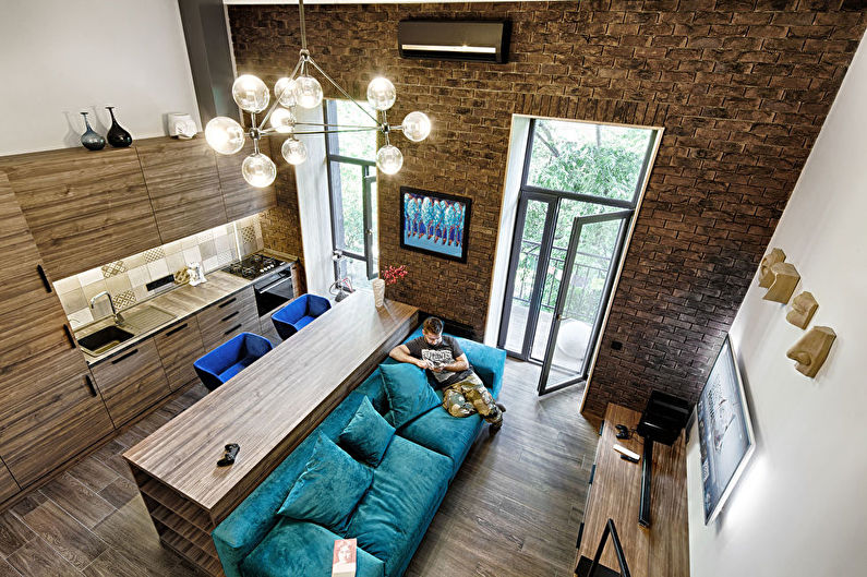 Combining a small living room and kitchen - interior design