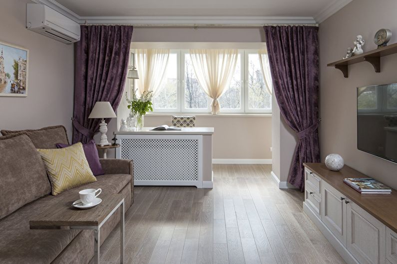 Combining a small living room with a balcony or loggia - interior design