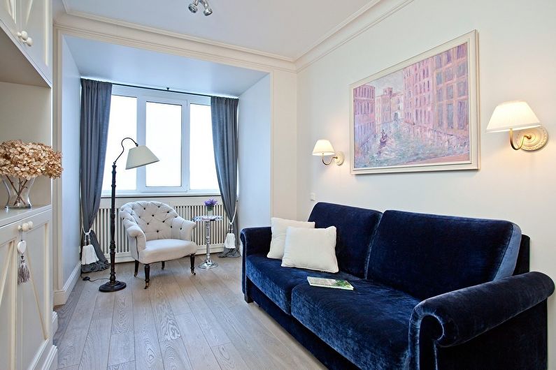 Combining a small living room with a balcony or loggia - interior design