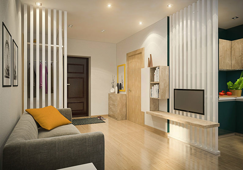 Combining a small living room with a hallway or corridor - interior design