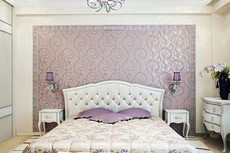 Combination of wallpaper in the bedroom - Wall panels and niches