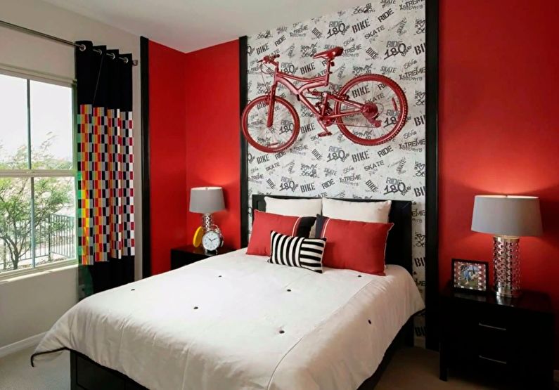 Vertical combination of wallpaper in the bedroom