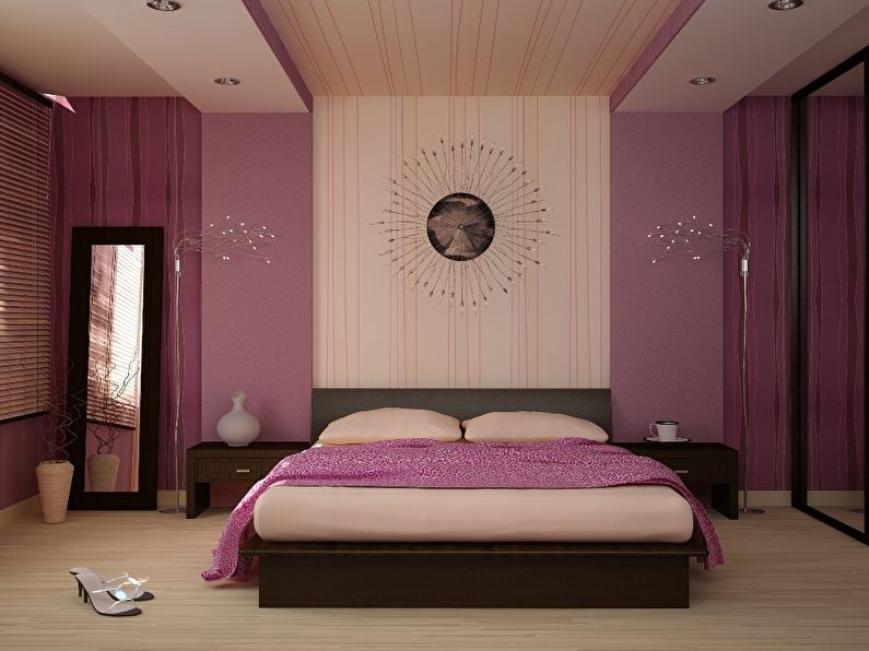 Vertical combination of wallpaper in the bedroom