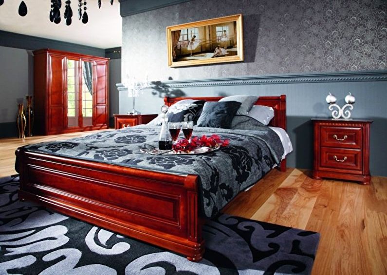 Horizontal combination of wallpaper in the bedroom