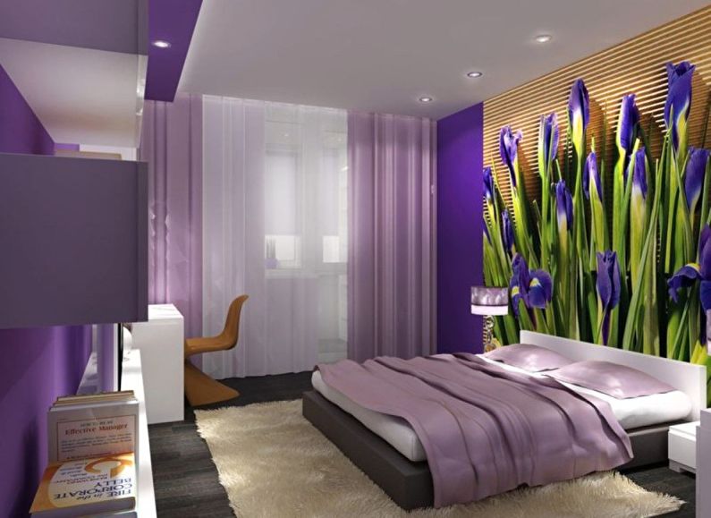 Combining wallpaper in the bedroom - Wallpaper and photo wallpaper