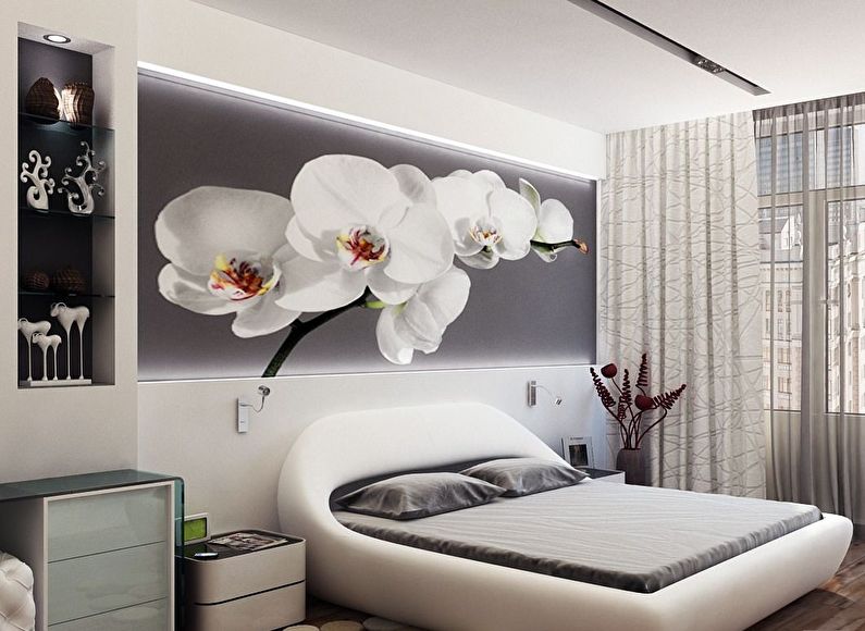 Combining wallpaper in the bedroom - Wallpaper and photo wallpaper