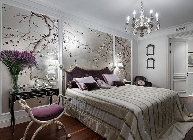 Combining wallpaper in the bedroom - Wallpaper and photo wallpaper