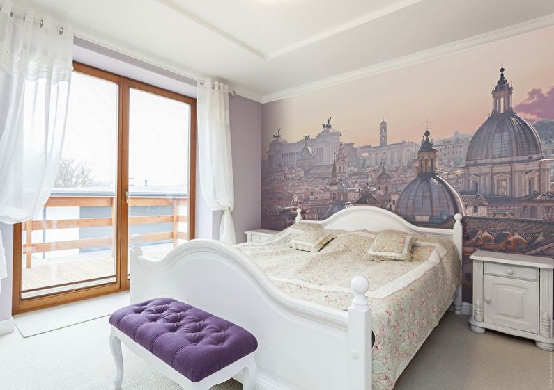 Combining wallpaper in the bedroom - Wallpaper and photo wallpaper