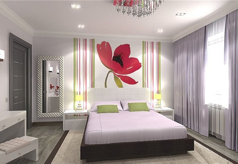 Combining wallpaper in the bedroom - Wallpaper and photo wallpaper