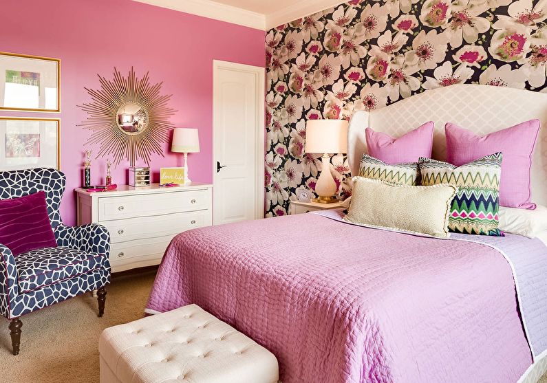 Combining wallpaper in the bedroom - Wallpaper and photo wallpaper