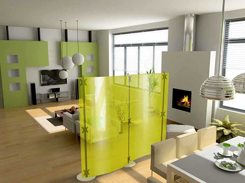 Mobile glass partitions in the apartment