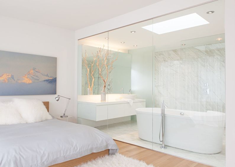 Transparent glass partitions in the apartment