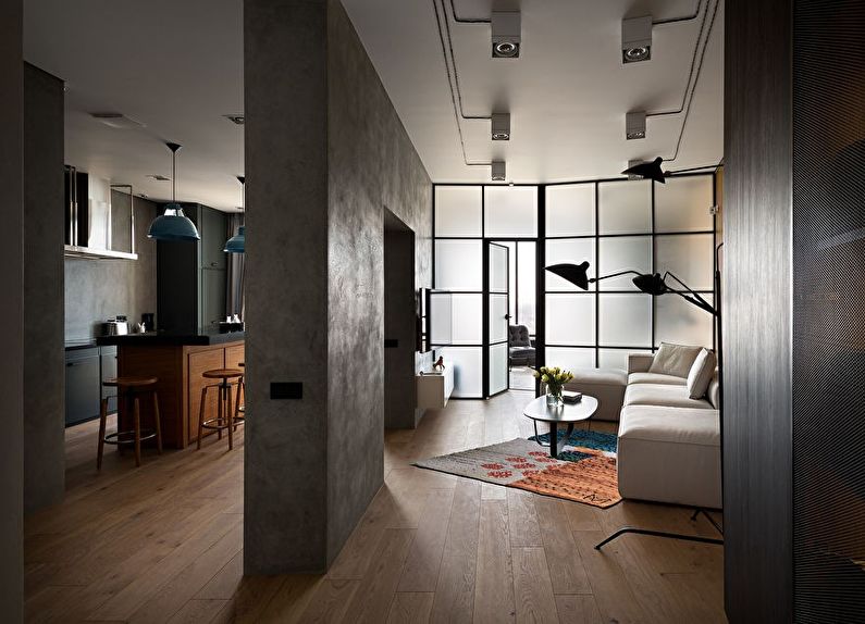 Frosted glass partitions in the apartment