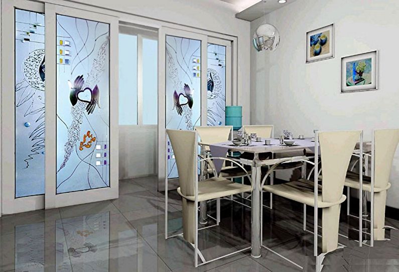 Stained glass partitions in the apartment