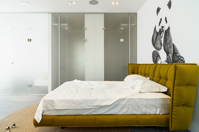 Glass partitions in the bedroom interior