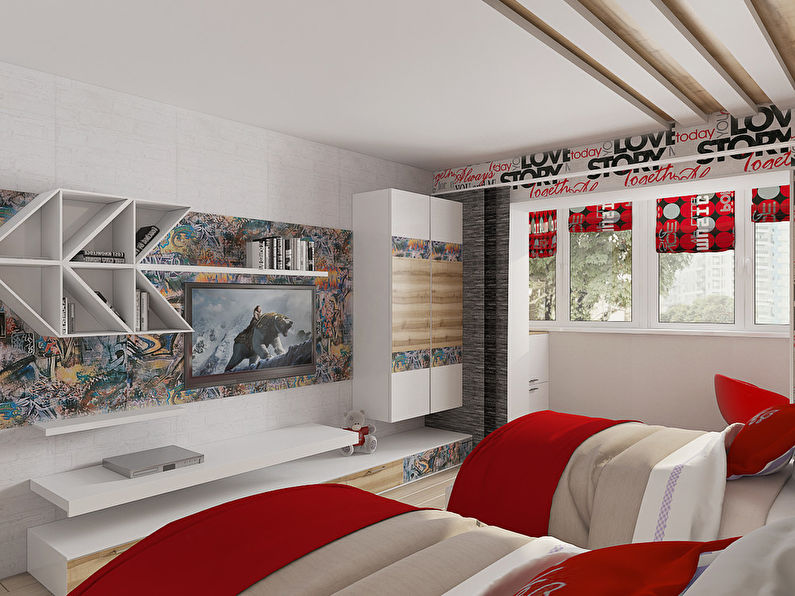 Children's room with red accents - photo 3