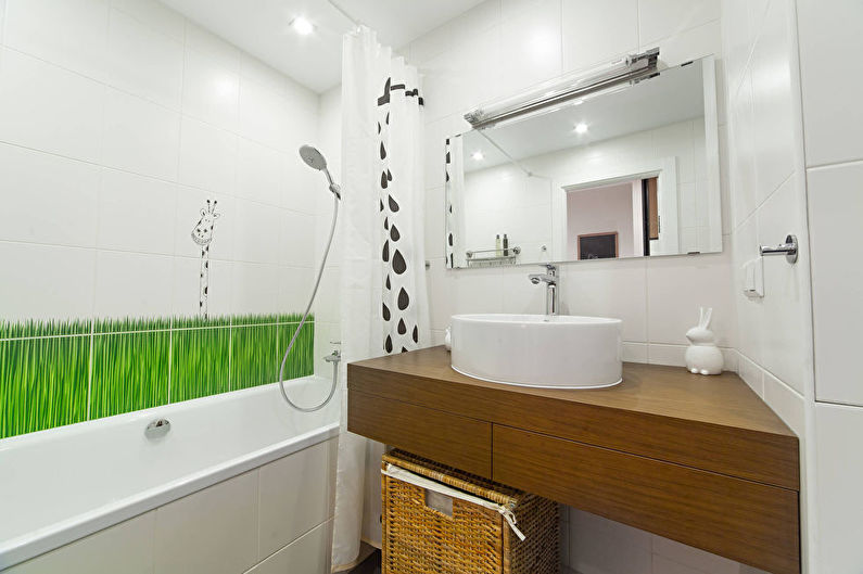 Design of a white bathroom in Khrushchev