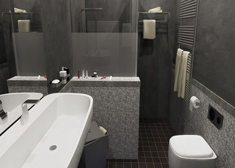 Design of a gray bathroom in Khrushchev