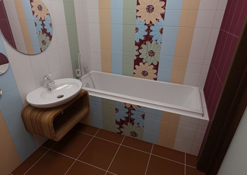 Interior design of a bathroom in Khrushchev