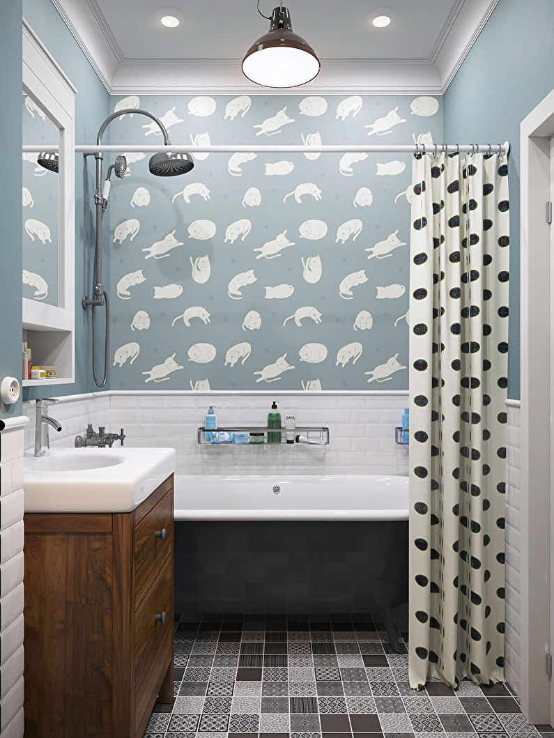 Interior design of a bathroom in Khrushchev