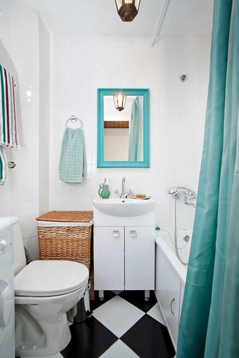 Interior design of a bathroom in Khrushchev
